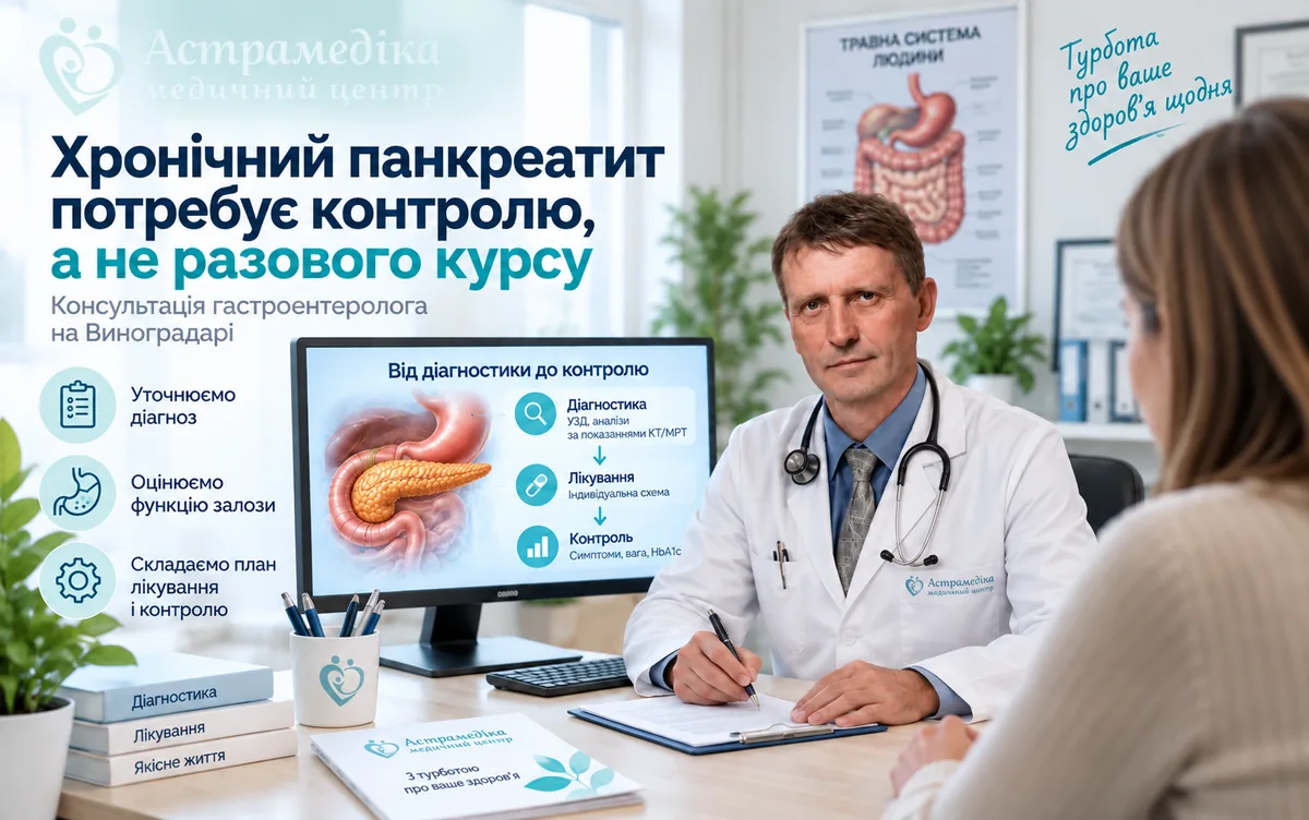 Консультація гастроентеролога при хронічному панкреатиті в Астрамедіці